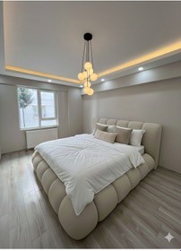 Resim Most Piatto Premium Bazalı Karyola Ekru Bukle Kumaş 180x200 Cm. Yatak İçindir Evinize Teslim 180 x 200 