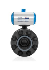 Resim Unox Ø 225 Tek Etkili Pnömatik Asktüatörlü U-pvc Takım Kelebek Vana Asit İçin 