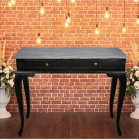 Resim Roys Ahşap 100 Cm Çekmeceli Siyah Üstü Masif Eskitme Dresuar Siyah 