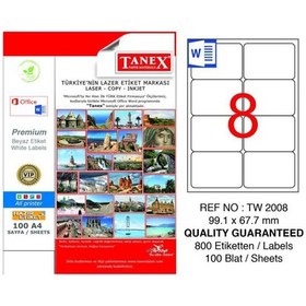 Resim Tanex Tw-2008 Beyaz Sevkiyat ve Lojistik Etiketi 99.1 X 67.7 MM 