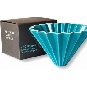 Resim PremiumPort Turkuaz V60 02 Dripper Ahşap Standlı Seramik Kahve Demleme Seti 