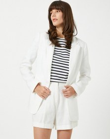 Resim Koton Keten Blazer Ceket Beyaz 3sak50153uw 3SAK50153UW000 Beyaz 