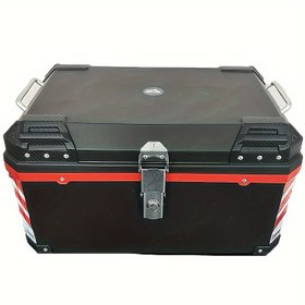 Resim 67.99L Büyük Kapasiteli Motosiklet Kask Saklama Kutusu, Off-Road Motosiklet Bagaj Organizatörü, Çıkarılabilir Modifikasyon Plastik Taban, Reflektif Şerit ve Montaj Aksesuarları 
