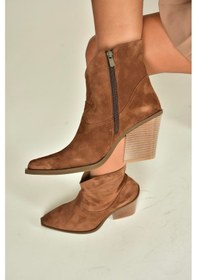 Resim Fox Shoes V654081902 Tarçın/taba Hakiki Deri Süet Kalın Topuklu Western Kovboy Kadın Bot Tarçın - Taba 