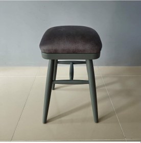 Resim Ahşap Ayaklı Tabure, Konforlu Oturum, Mutfak Taburesi, Kare Tabure, Döşemeli Tabure Gri 