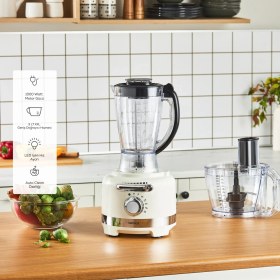 Resim Karaca Multiblend Artisan Retro Çoklu Set Mutfak Robotu 1000 W 1,75 lt ve 3 lt Kapasite ile Fonksiyonel 