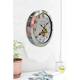 Resim Bahat Krom Çerçeveli Salon Ofis Duvar Saati 36 cm 