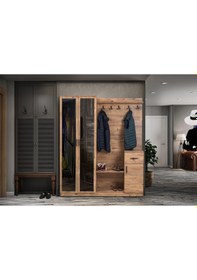 Resim Moderniyamobilya Flora Iki Kapılı Ceviz Portmanto Ayakkabılık 