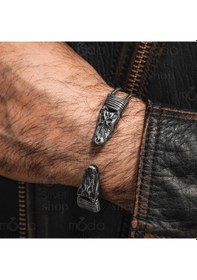 Resim 925 Ayar Gümüş El İşi Timsah Kafası Erkek Kelepçe Bileklik 
