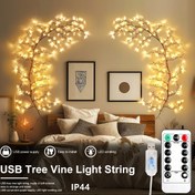 Resim 1 adet 72/96 LED Esnek Ağaç Çit Işık Dizisi - Beyaz Çam Tasarımı, 8 Mod, USB Güç, Kolay Kurulum, Derece, Ev, Parti, Doğum Günü, Noel, Cadılar Bayramı Dekoru, Parti Aydınlatması | Doğal Estetik | Esnek Işık Dizisi, Dış Mekan Noel Işıkları 