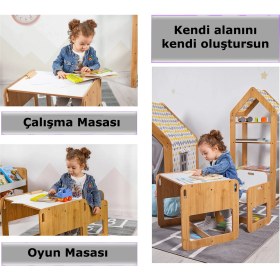 Resim Minera 2-4 Yaş Kumru Model Ahşap Montessori Aktivite Oyun Çalışma Masa Ve Sandalye Seti (1 Masa + 1 Sandalye) 
