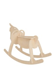 Resim Lita Montessori Tarzı Sallanan Oyuncak At Doğal Ahşap 