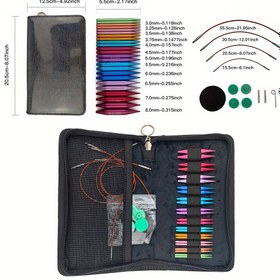 Resim 12 Çift/Çözümlü Örgü Kazak İğneleri Renkli Alüminyum Ayrılabilir Dairesel İğneler 5.5cm Mini Değiştirilebilir Dairesel İğne Seti 