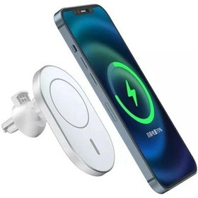 Resim Tox 15w Magsafe Iphone 11 Uyumlu Magnetic 15w Wireless Charging Car Araç Telefon Tutucu Hızlı Şarj Beyaz White 