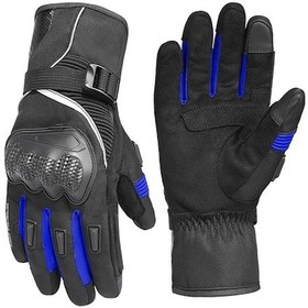 Resim Kış Motosiklet Eldiveni - Dokunmatik Ekranlı Su Geçirmez Soğuk Hava Eldiveni Mavi-m 