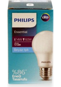 Resim Philips Essential 8W Led Ampul Beyaz Işık Phılıps 