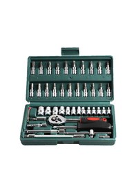 Resim Wezone 46 Parça Rachet Anahtarlı Uçaklı Alet Seti - Ev, Araba, Bisiklet Tamiri İçin Çelik Araç Kutusu 