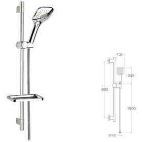 Resim Mistillo Sürgülü Duş Seti + Ø22mm Krom Kaplı + 3 Fonksiyonlu Diğer 