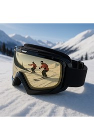 Resim Angel Eyes Kayak Gözlüğü Antifog Ventilli Uv Korumalı Güneş Kar Gözlük Siyah-Siyah Snowboard Glasses Sporu 