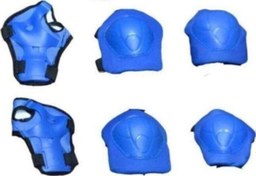 Resim Çocuk Dizlik Dirseklik Bileklik Koruyucu Set 6 Parça Çocuk Guvenlık Seti Mavi Renk 