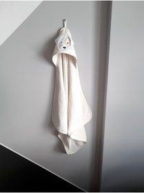 Resim Tanem Home %100 Pamuk Krem Köpek Desen Nakışlı Bebek Havlu Kundak 75x75 Cm 