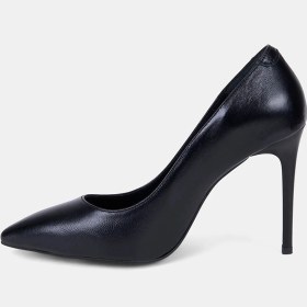 Resim Desa Kadın Siyah Sivri Burunlu Klasik Deri Stiletto 