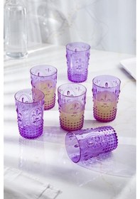 Resim Akrilik Mor 6'lı Kısa Bardak &Su Meşrubat Kahve Yanı Bardağı 400 ml ( Cam Değildir ) 