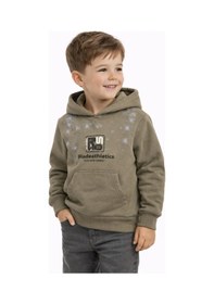 Resim Baglan Erkek Çocuk Önü Arkası Baskılı Kapüşonlu Sweatshirt Bgl-st05246 Vizon 