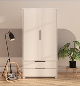 Resim Flora 2 Kapaklı 2 Çekmeceli Gardırop Beyaz Elbise Dolabı 