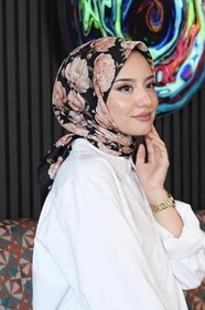 Resim Lotus Desen Açık Pembe Soft Pamuk Eşarp 