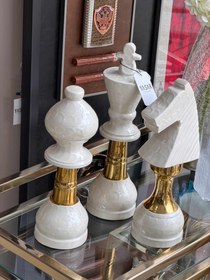 Resim Neochess Dekoratif Satranç Taşları Krem Gold 