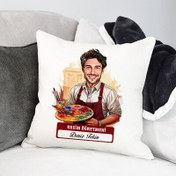 Resim En Başarılı Erkek Resim Öğretmeni Karikatürlü Yastık 