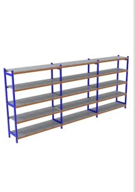 Resim Alan Raf 5 Katlı 3'lü Depo Rafı - 300-350 Kg Taşıma Kapasiteli Hafif Rack Raf 50x180x200 Cm Gri 