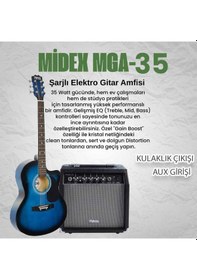 Resim Midex Rg-560bl-amp Mavi Amfili Elektro Akustik Gitar Full Set 