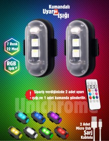 Resim Hubstein Uzaktan Kumandalı 2'li Çakar Led/Şarjlı Mini Led Işık/Drone Işığı/Anti Çarpışma Uyarı Işığı 
