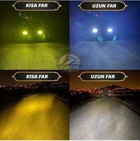 Resim Opel Corsa B Uyumlu Mercek Led Xenon Uzun - Kısa Çift Renkli Şimşek Etkili 