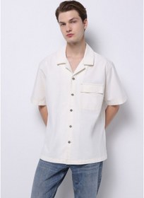 Resim Colin's Colins Oversize Fit Klasik Yaka Düz Erkek Bej Kısa Kol Gömlek Cl1074791 Q1.v1 Dn44278 Denim 