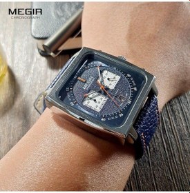 Resim Novahub Siyah Megır Kare Kadran Chronograph Kuvars Saatler Erkekler İçin Moda Mavi Deri Kayış Rahat Spor Kol Saati İle Tarih 24 Saat 2182 Diğer Çok Renkli 