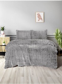 Resim Merinos Dıamond 3 Parça Bubble Comforter Yorgan Seti 220x240 Gri Grı Gri 