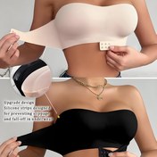 Resim 2 adet Kadın Karışık Renk Askısız Bandeau Sütyen Seti - Kablosuz, Yastıksız, Düğünler ve Resmi Etkinlikler için Rahat Sırtı Tasarımı, Askısız Sütyen, Düğün İç Çamaşırı, Sırtı Açık İç Çamaşırı, Yastıksız Sütyen 