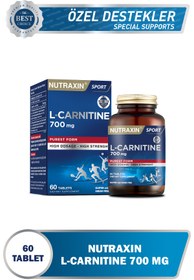 Resim Nutraxin L-Carnitine 700 mg 60 Tablet | 700 mg L-Karnitin | Enerji & Yağ Metabolizması Desteği 
