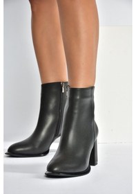 Resim Fox Shoes V590166309 Siyah Kalın Topuklu Klasik Kadın Bot Siyah-Suni Deri 