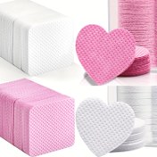Resim 100/200 adet Lint-Free Tırnak Mendilleri - Kirpik Uzatmaları ve Yapıştırıcı Temizliği için Yumuşak, Emici Tırnak Cilası Temizleyici Pedleri, Koku Olmadan, Beyaz ve Pembe, Manikür ve Pedikür için İdeal, Tırnak Cilası Temizleyici Pedleri, Manikür Temel Ürünleri, Kalp Şekilli Pedler, Emici Malzeme 