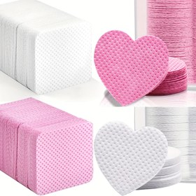Resim 100/200 adet Lint-Free Tırnak Mendilleri - Kirpik Uzatmaları ve Yapıştırıcı Temizliği için Yumuşak, Emici Tırnak Cilası Temizleyici Pedleri, Koku Olmadan, Beyaz ve Pembe, Manikür ve Pedikür için İdeal, Tırnak Cilası Temizleyici Pedleri, Manikür Temel Ürünleri, Kalp Şekilli Pedler, Emici Malzeme 