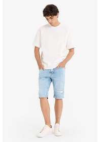 Resim DeFacto Slim Fit Dar Kesim Jean Bermuda Şort F4685AX25SMNM39 