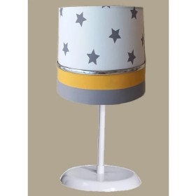 Resim Onay Avize Beyaz Yıldızlı Sarı 2.li Set M-647 Kumaş Kaplama Genç ve Çocuk Odası Avize ve Abajur Takımı 