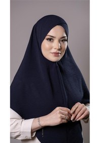 Resim Hürrem Bone Lacivert Pratik Hazır Geçmeli Tesettür Eşarp Aerobin Kumaş Çapraz Hijab 2307 02 