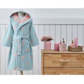 Resim Özdilek 11/12 Yaş-flamingo Mint- Kız Çocuk Kadife Pamuk Bornoz 