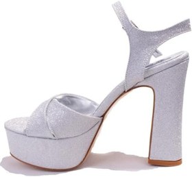 Resim Dagoster DZA07-337350 Gümüş Simli Tek Bant Platform Topuklu Kadın Ayakkabı 