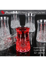 Resim Timeless Çay Bardağı Ve Çay Tabağı Seti 12 Kişilik 24 Parça Şeffaf 